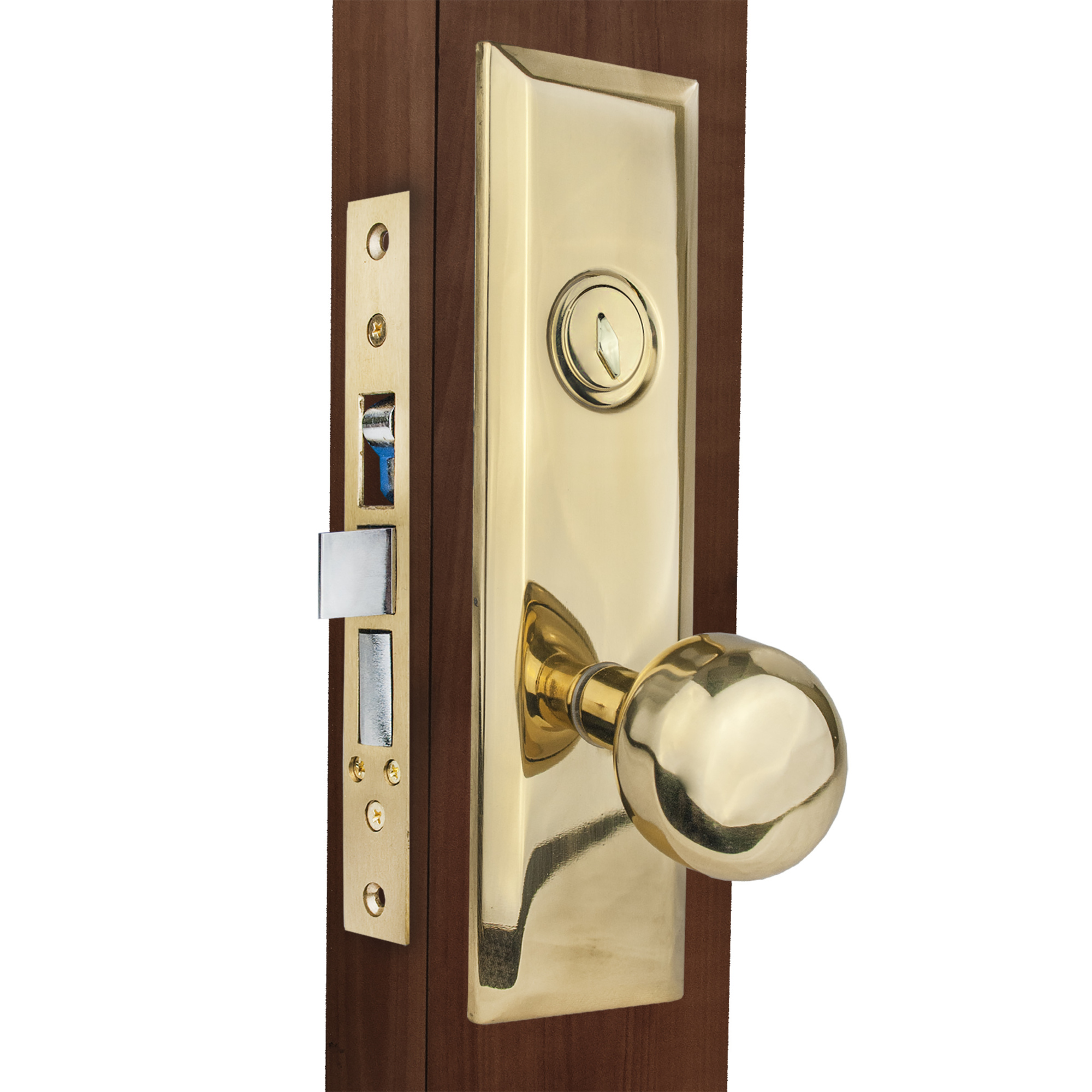 Trans Atlantic ML900 Series Grade 1 Entry Atrium Mortise Lock — Bright Brass, Door Knob Escutcheon, Model# DL-ML914-US3